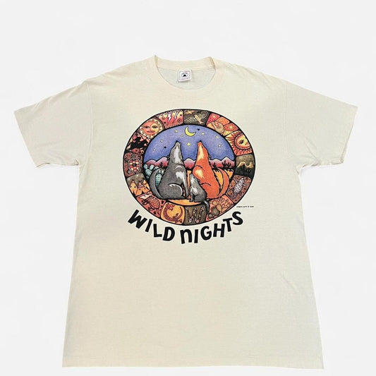 Vintage 90’s Project Earth Wild Nights Wolf Graphic Tee Made USA