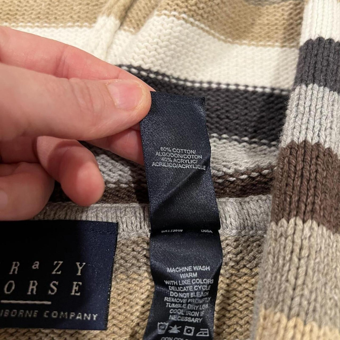 Vintage Y2K Neutral Striped Zip Hoodie Brown Tan