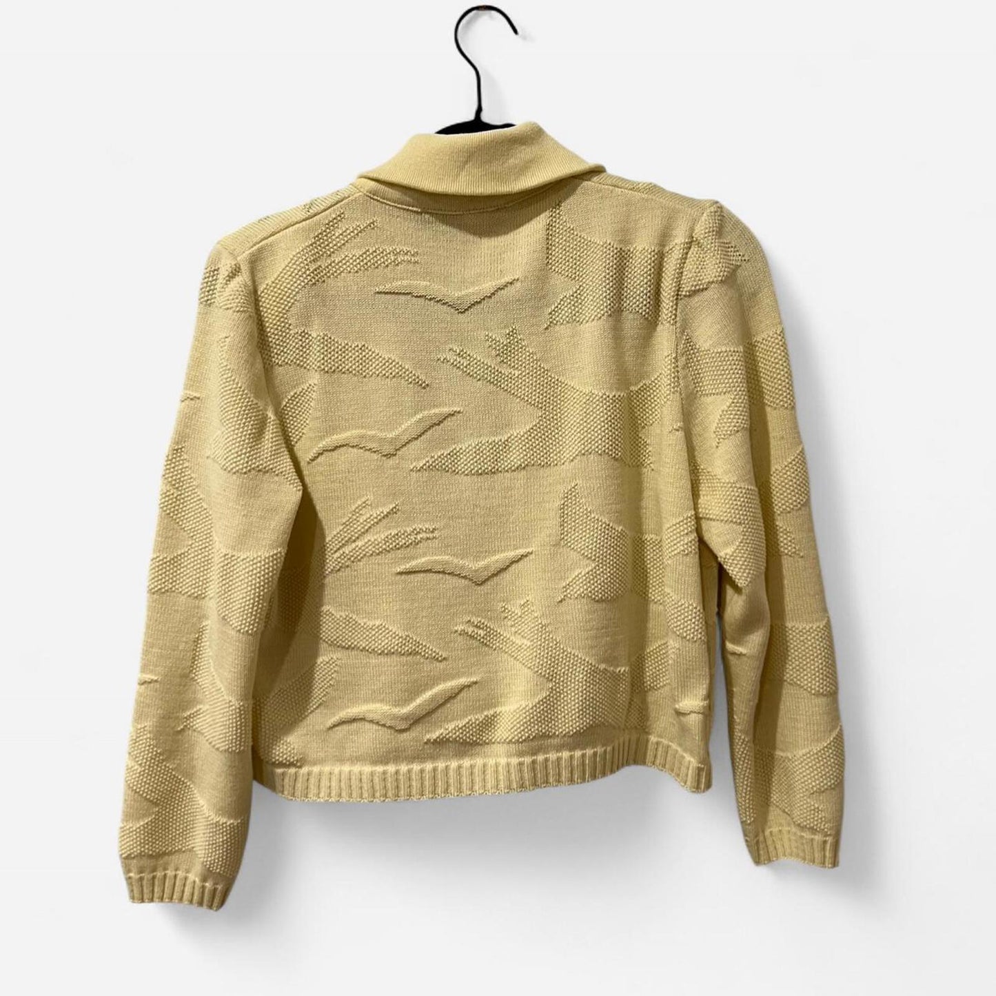 Vintage 90s Yellow Textured Knit Cropped Cardigan