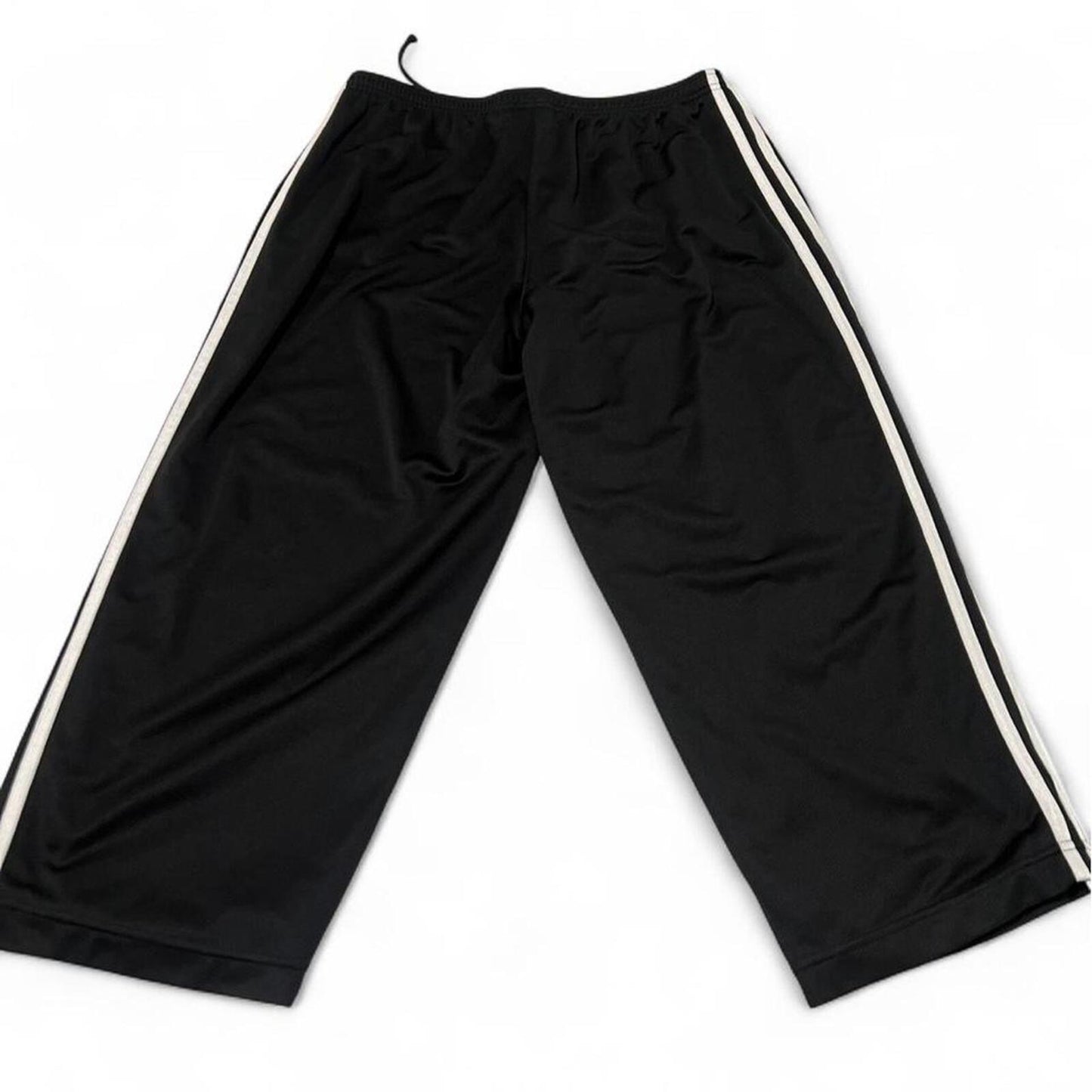 Adidas Black 3 Stripe Track Pants Cropped Wide Leg Y2K