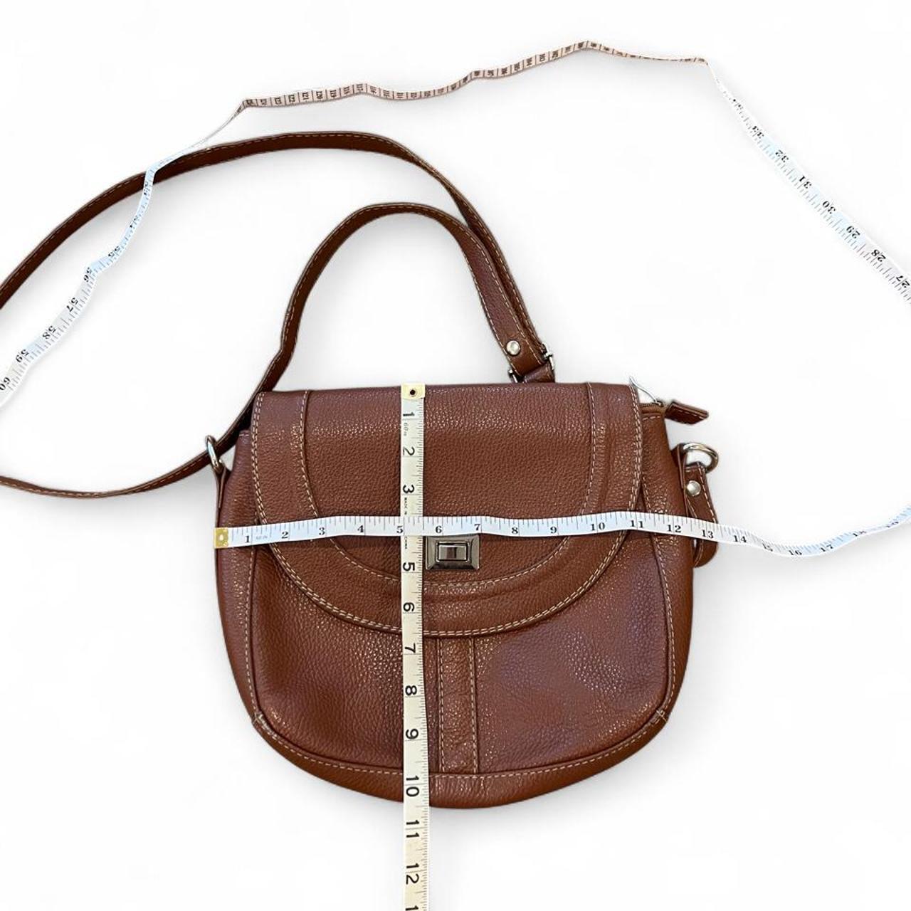 Vintage Brown Leather Saddle Bag Crossbody Shoulder Purse Y2K Minimalist