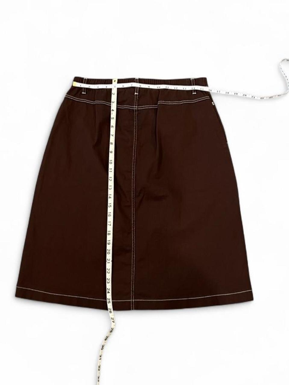 Y2K Chocolate Brown Contrast Stitch Midi Skirt