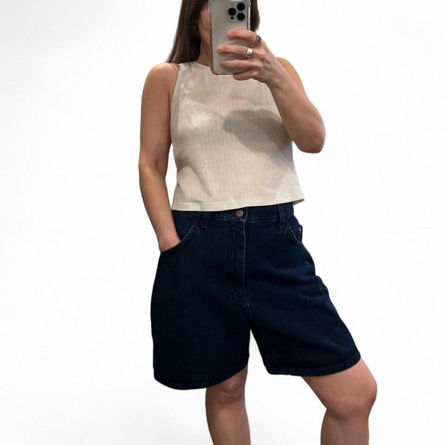 Vintage Lee Dark Wash Denim Shorts High Waisted 90s Baggy