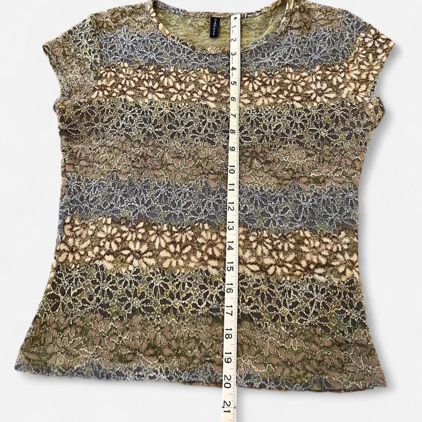 Y2K Sheer Lace Top Fairy Grunge Mesh Floral Stretch Tee