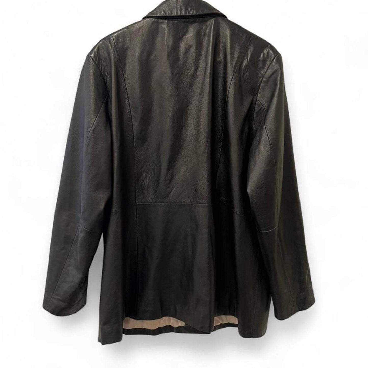 Vintage 90s Wilsons Leather Black Blazer Jacket Y2K Minimal