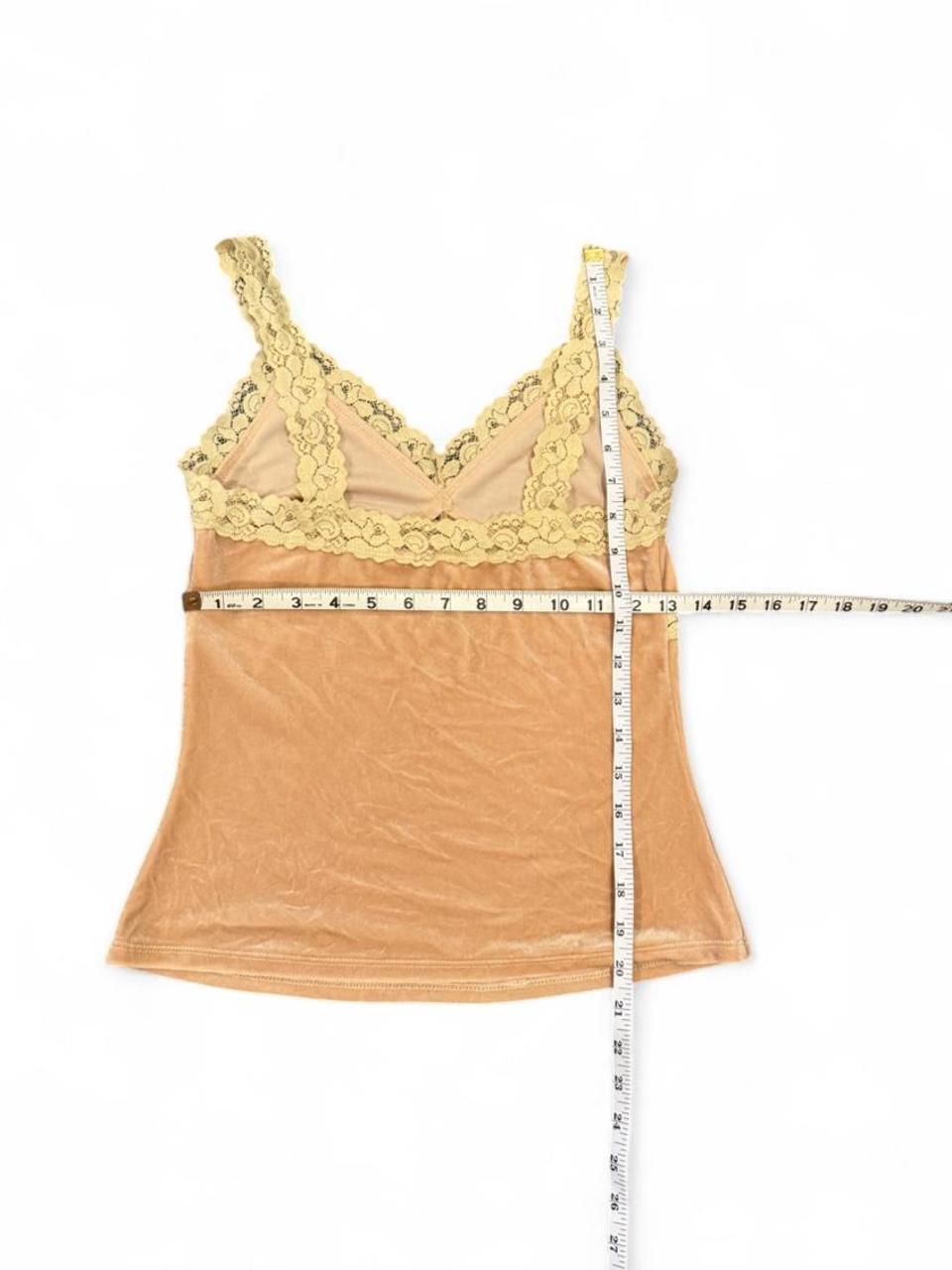 Vintage Y2K Tan Velvet Lace Cami Top