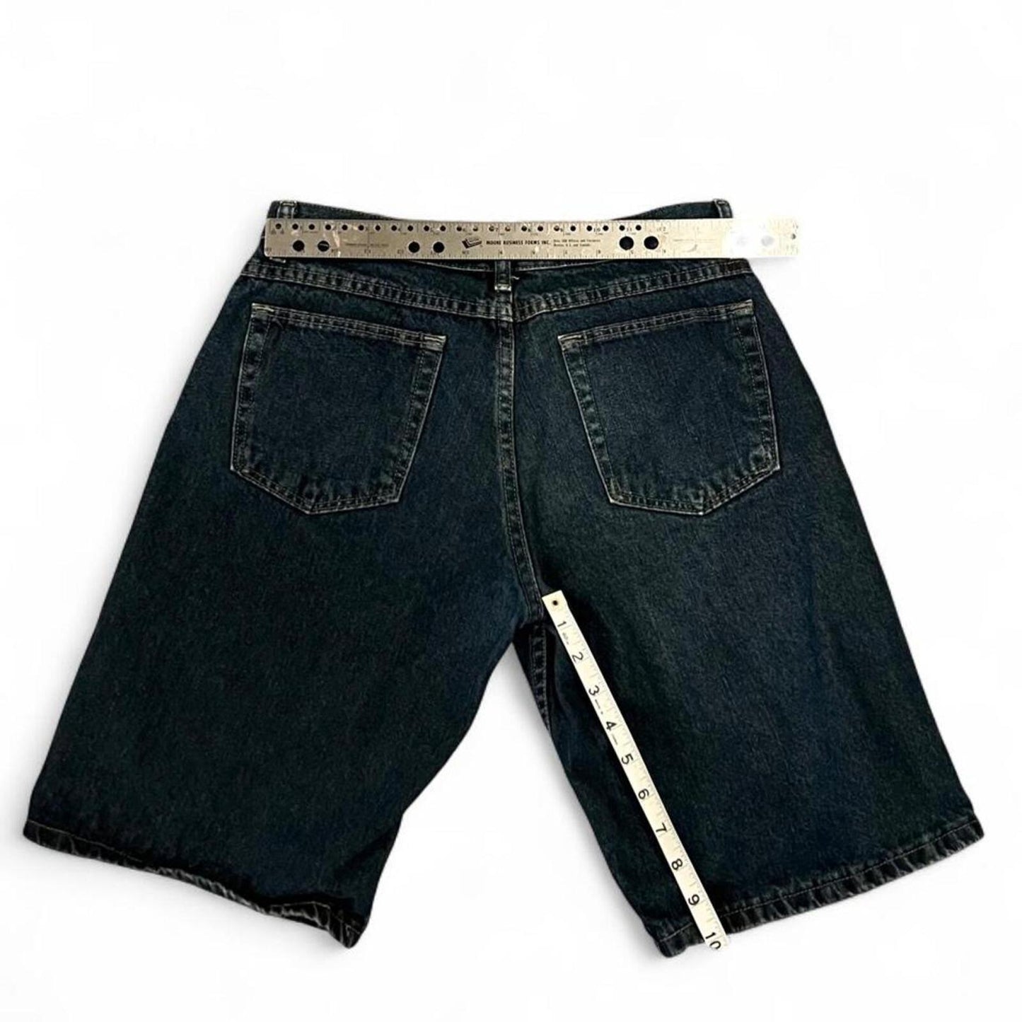 Vintage Y2K Dark Wash Denim Jorts Skater Baggy Long Jean Shorts
