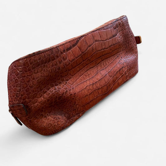 Vintage 2000s Croc Embossed Leather Satchel