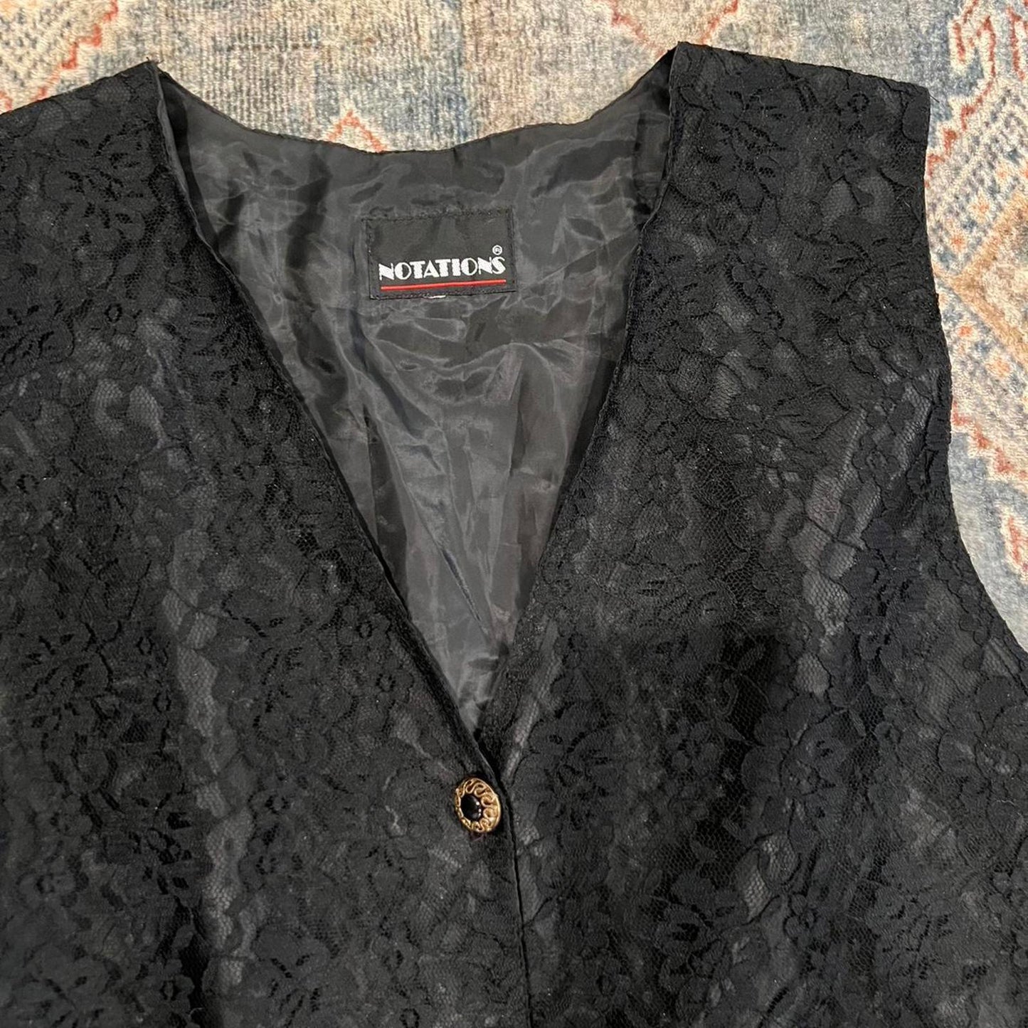 Vintage 90s Black Lace Vest