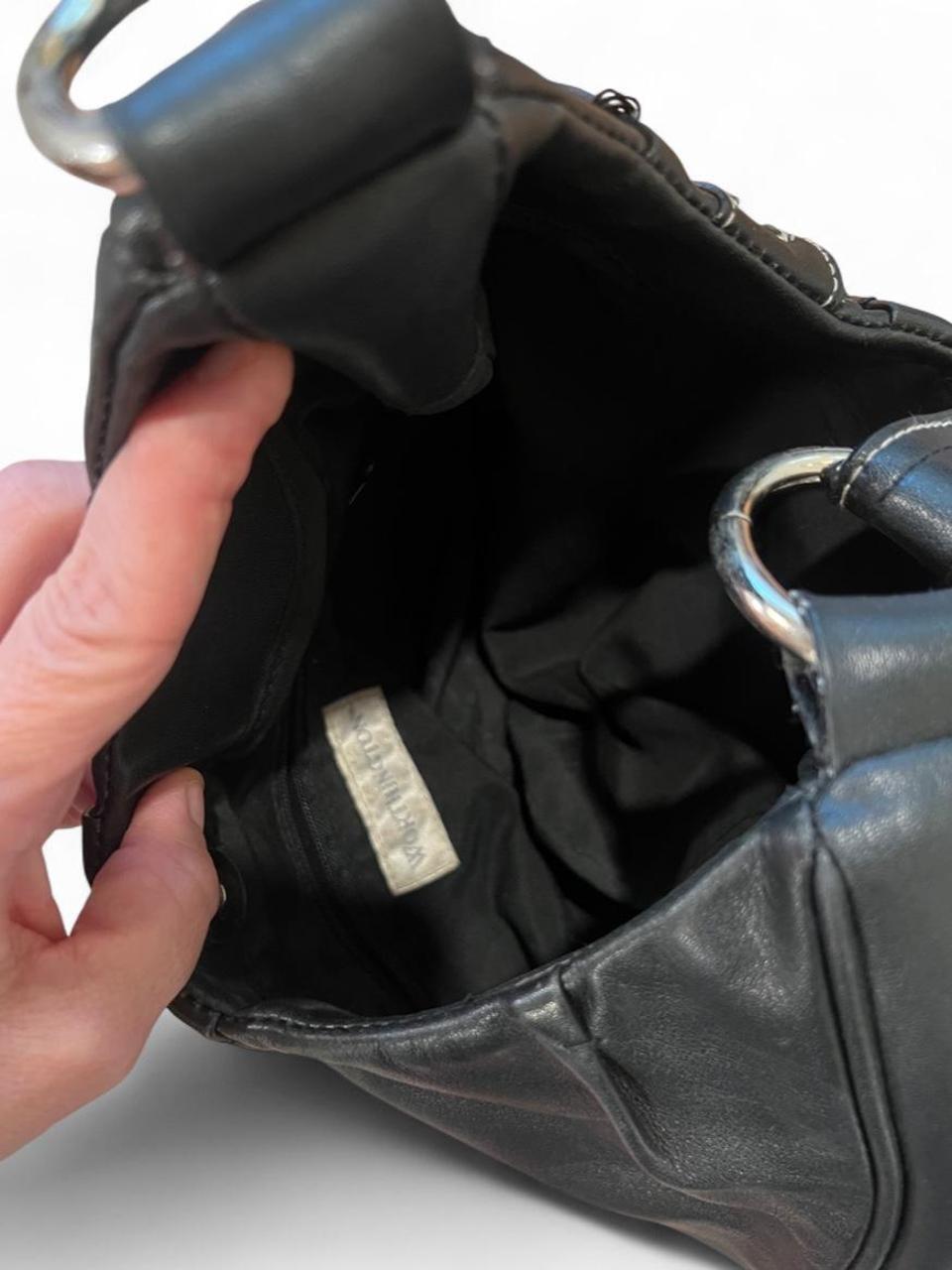 Vintage Y2K Black Genuine Leather Slouch Shoulder Bag Zip Hobo