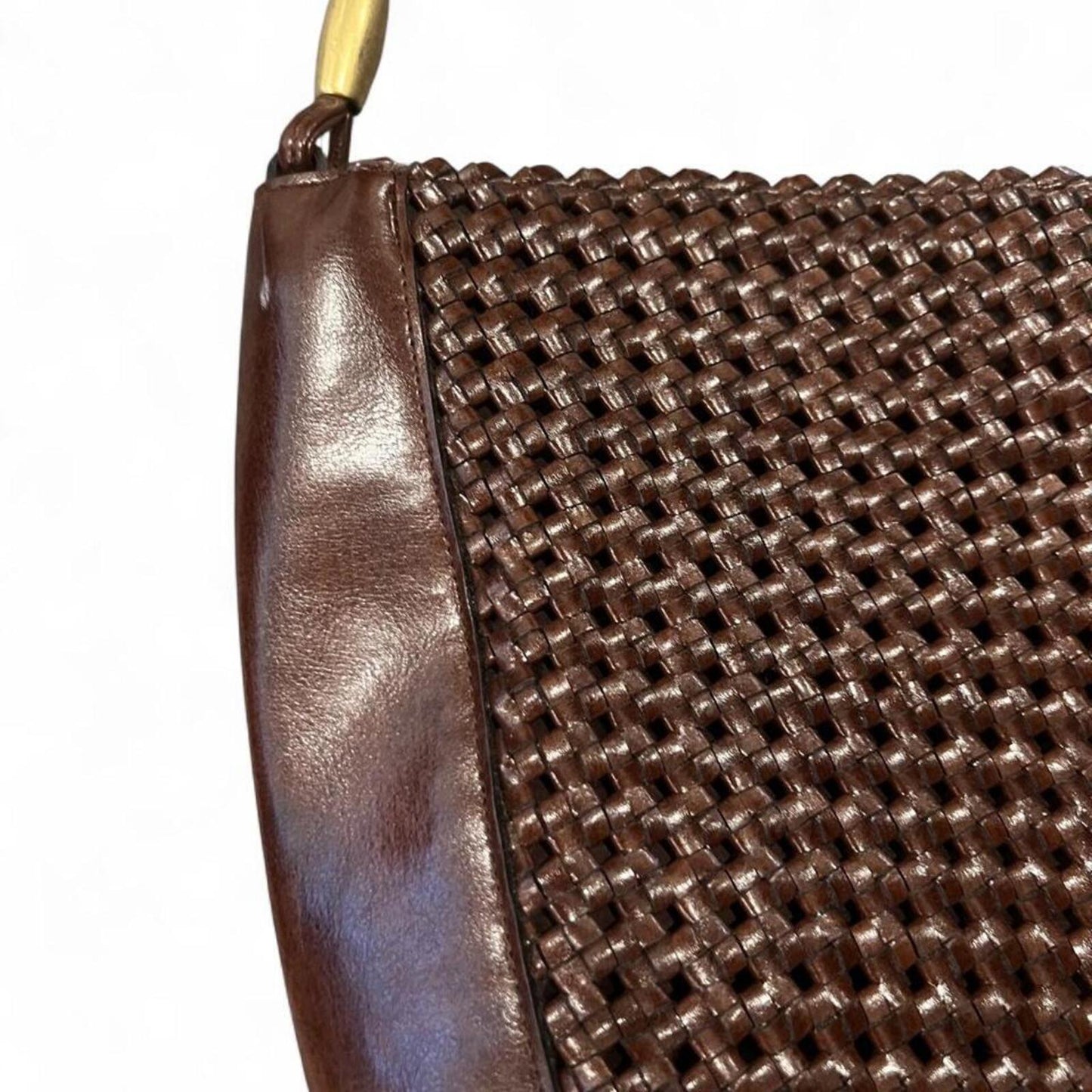 Vintage Y2K Brown Woven Shoulder Bag Boho Purse
