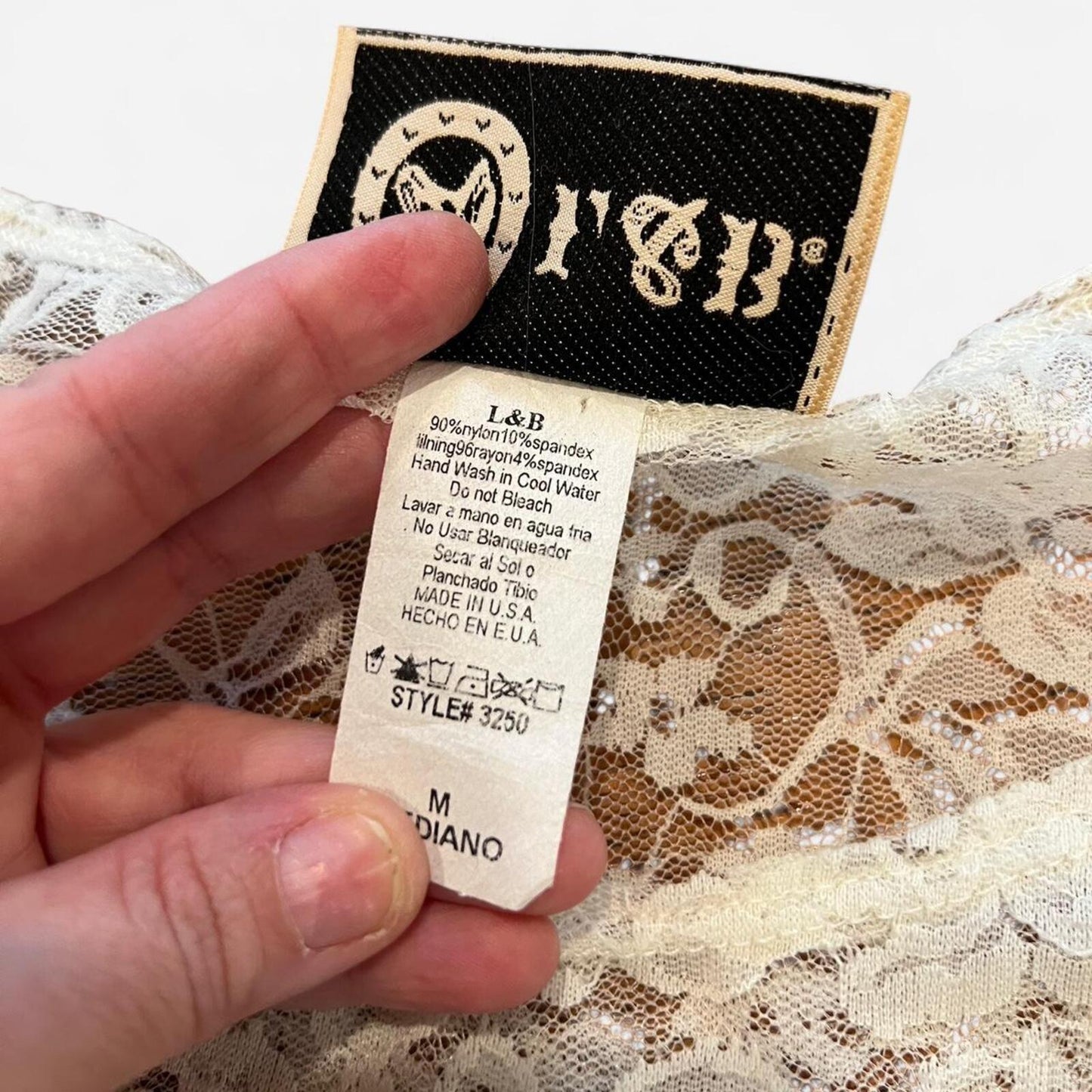 Vintage Y2K Sheer Lace Top Coquette Baby Tee Cream Floral