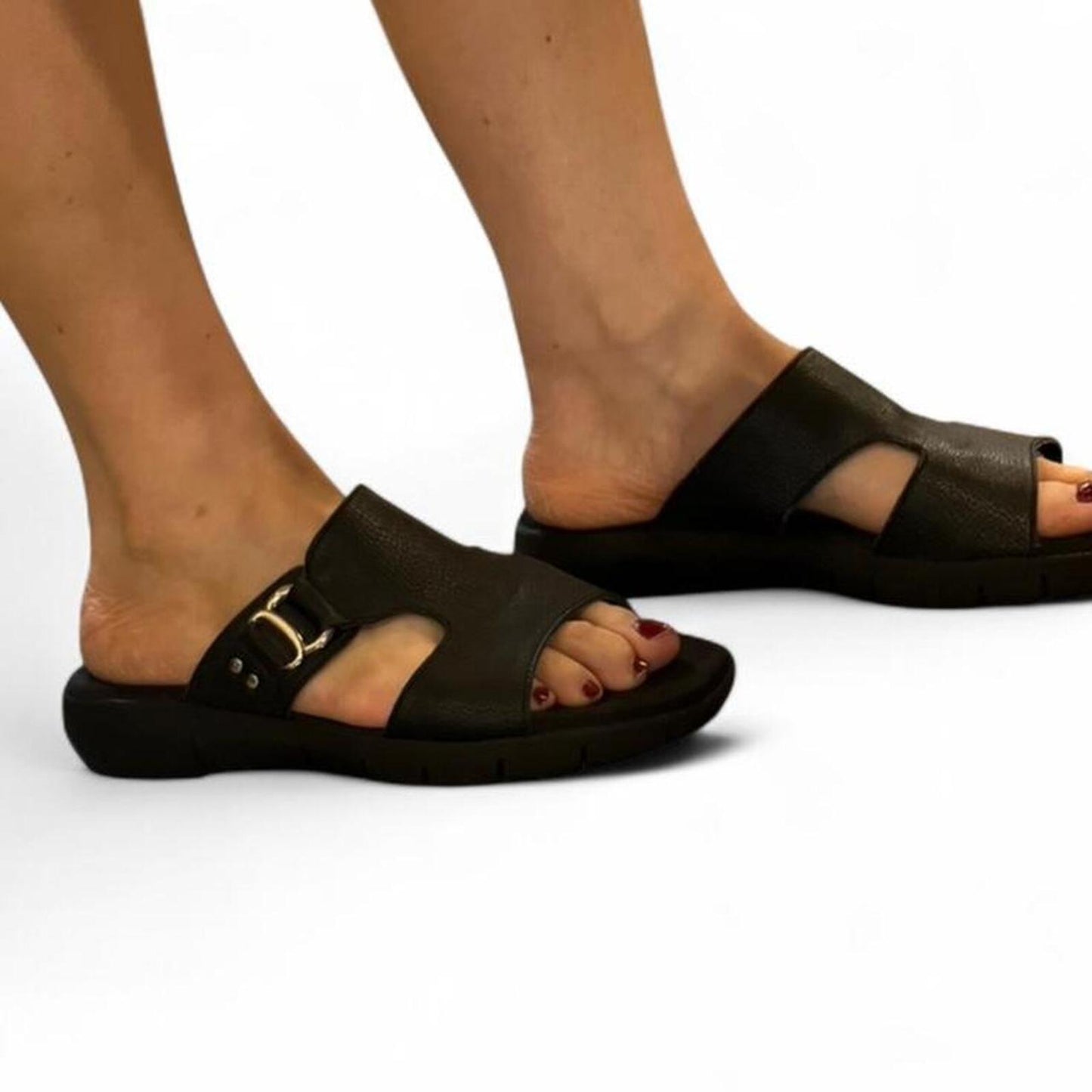 Aerosoles black comfort slide sandals