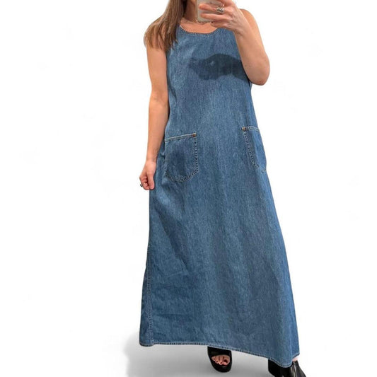 Vintage 90s Denim Jumper Maxi Dress