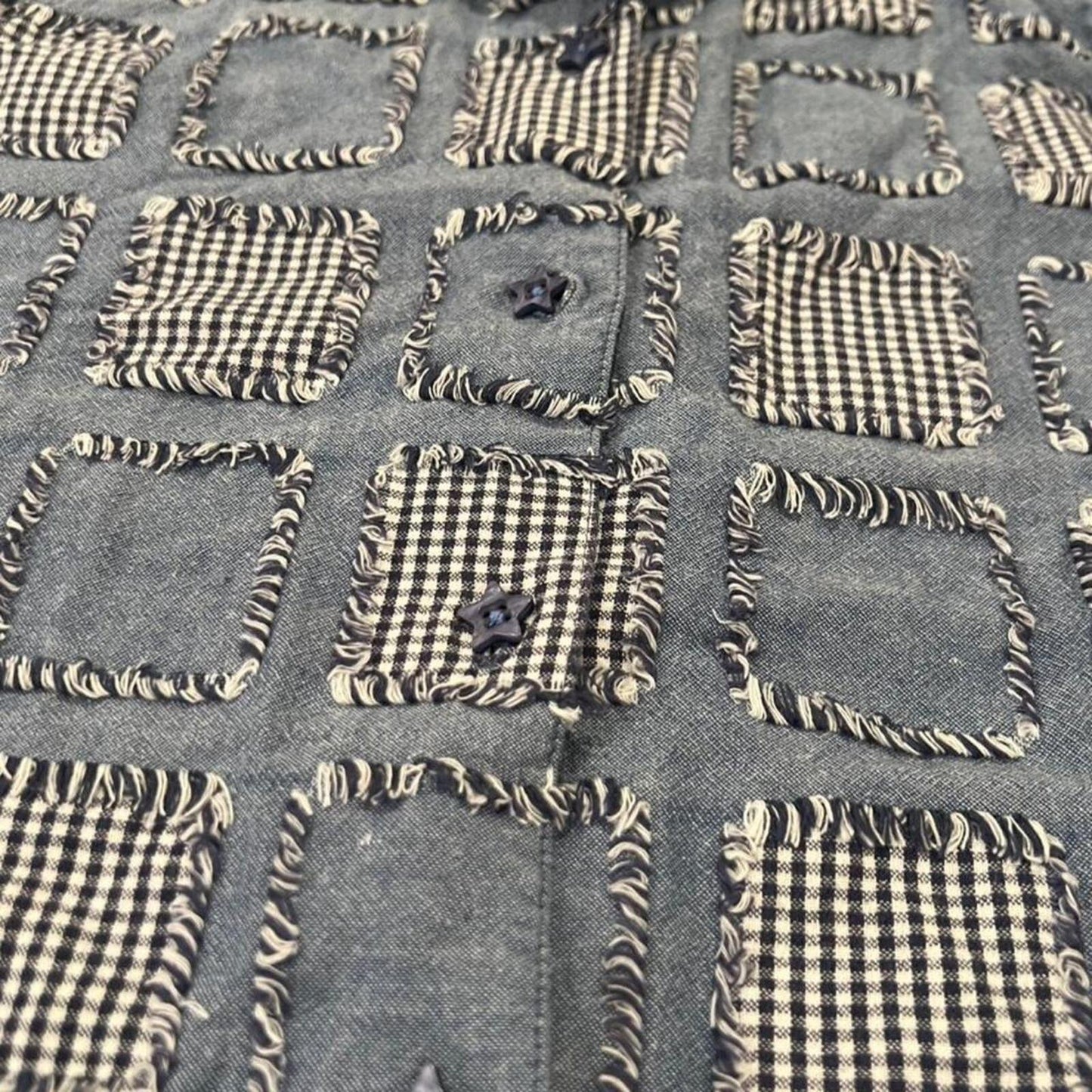 Vintage 90s Patchwork Gingham Denim Button Up Vest