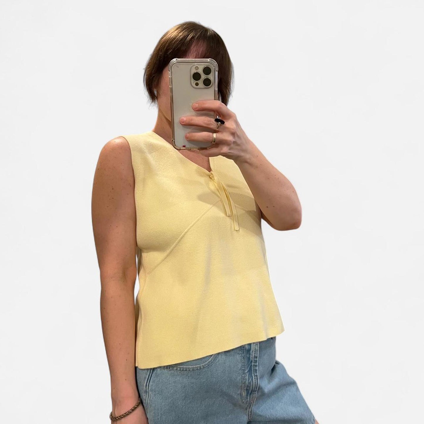 Vintage 90s Butter Yellow Knit Tank