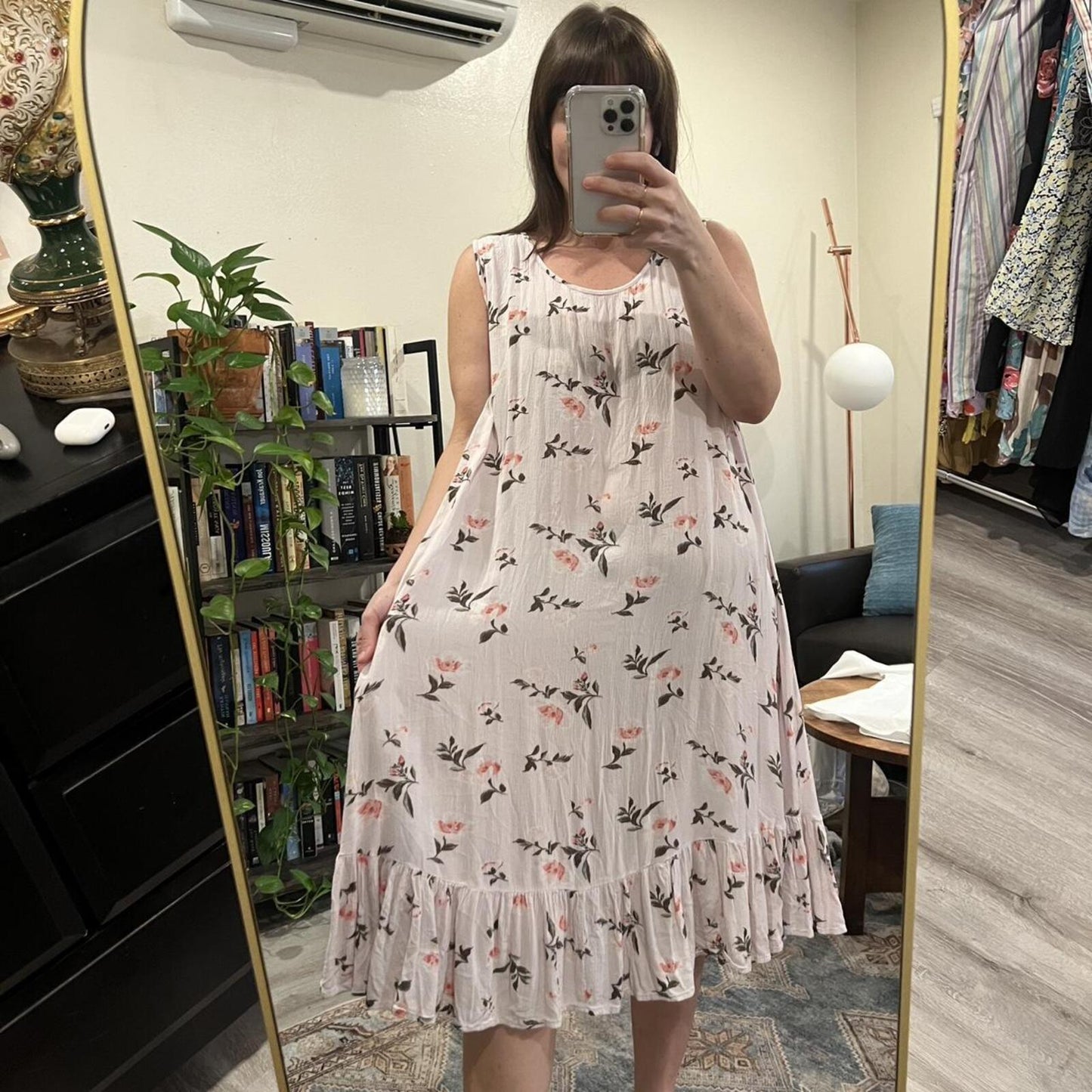 Y2K Floral Babydoll Dress Soft Pink Ruffle Hem Flowy