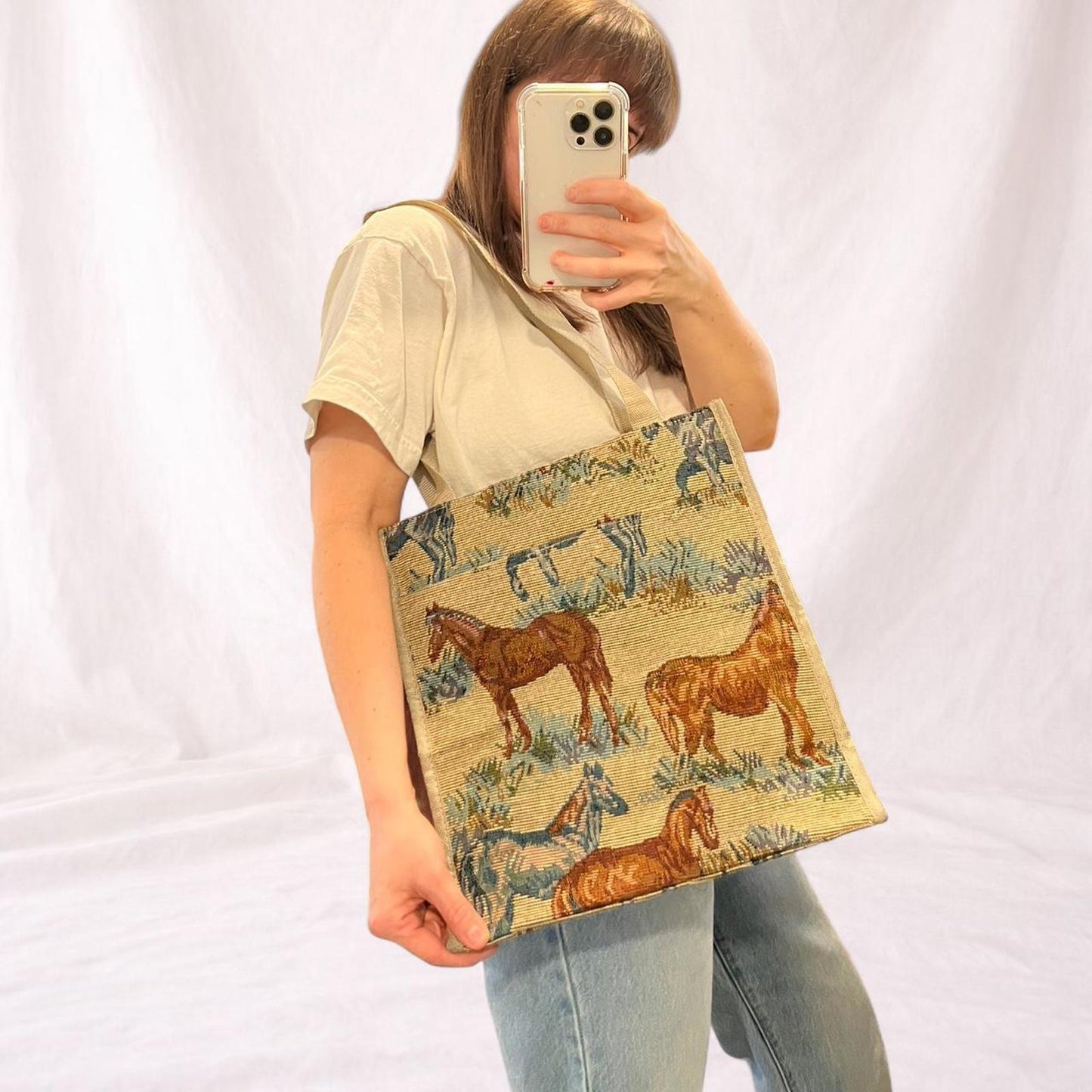 Vintage Horse TapestryTote Bag Western Equestrian