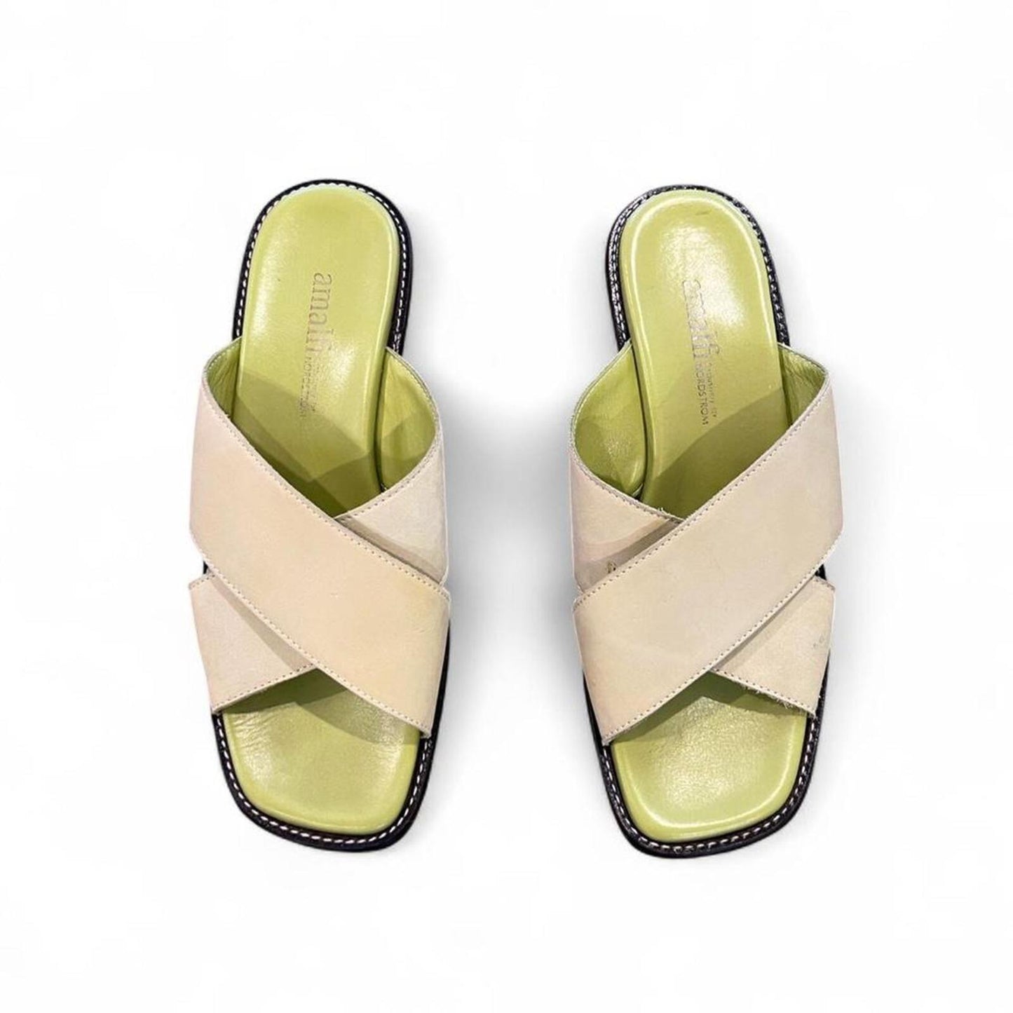 Vintage Y2K Lime Green Slide Sandals