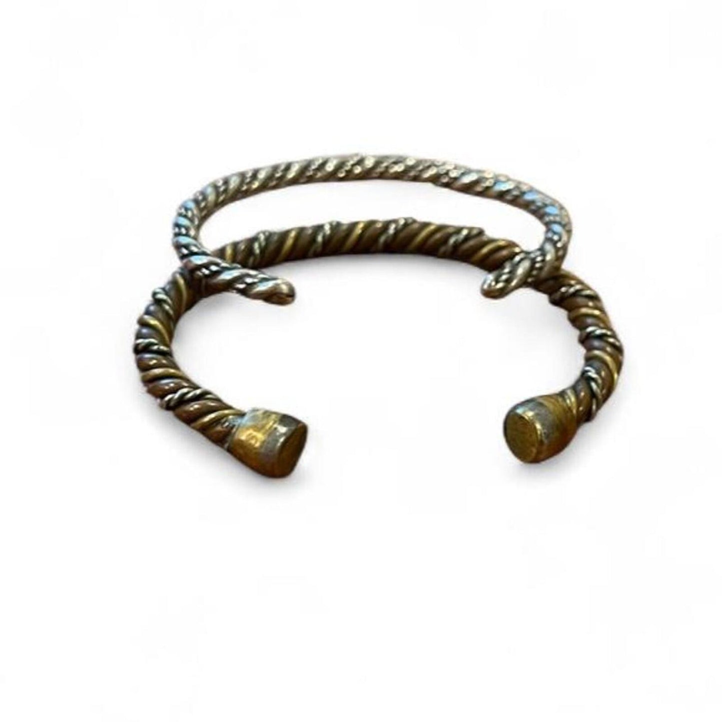 Vintage Twisted Rope Cuff Bracelet Set – Silver & Mixed Metal Boho Bangles