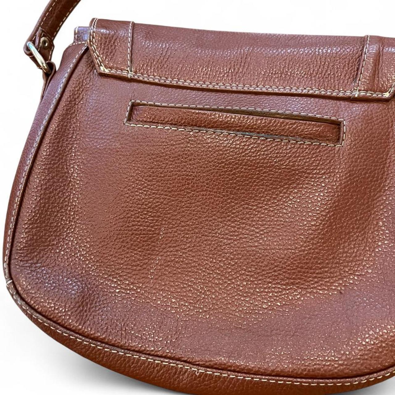 Vintage Brown Leather Saddle Bag Crossbody Shoulder Purse Y2K Minimalist