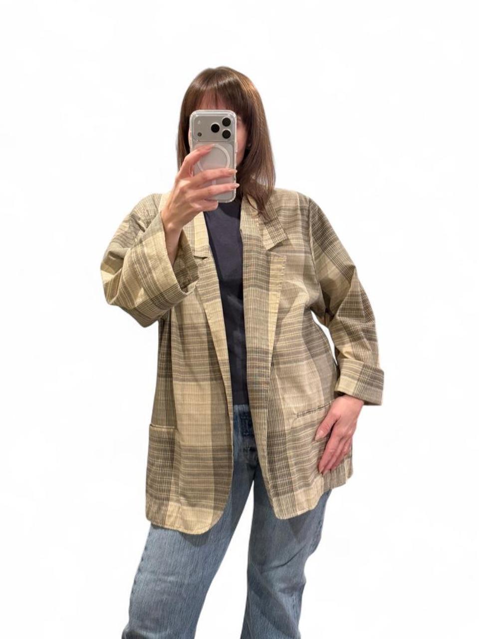 Vintage Oversized Plaid Lightweight Blazer