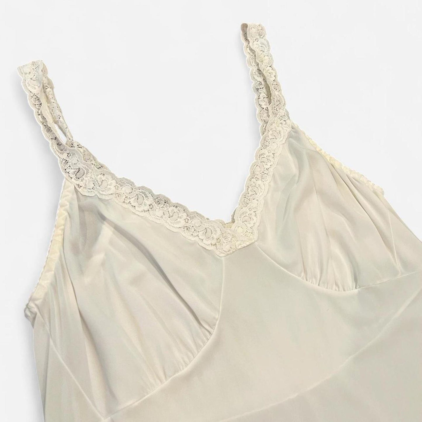Vintage 90’s White Lace Trim Slip Dress