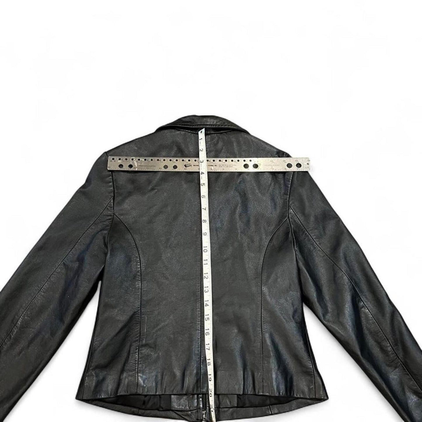 Vintage 90s Genuine Leather Black Zip Jacket Fitted