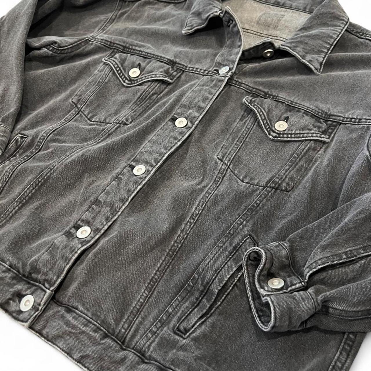 Oversized Washed Black Denim Jacket Y2K Grunge Streetwear