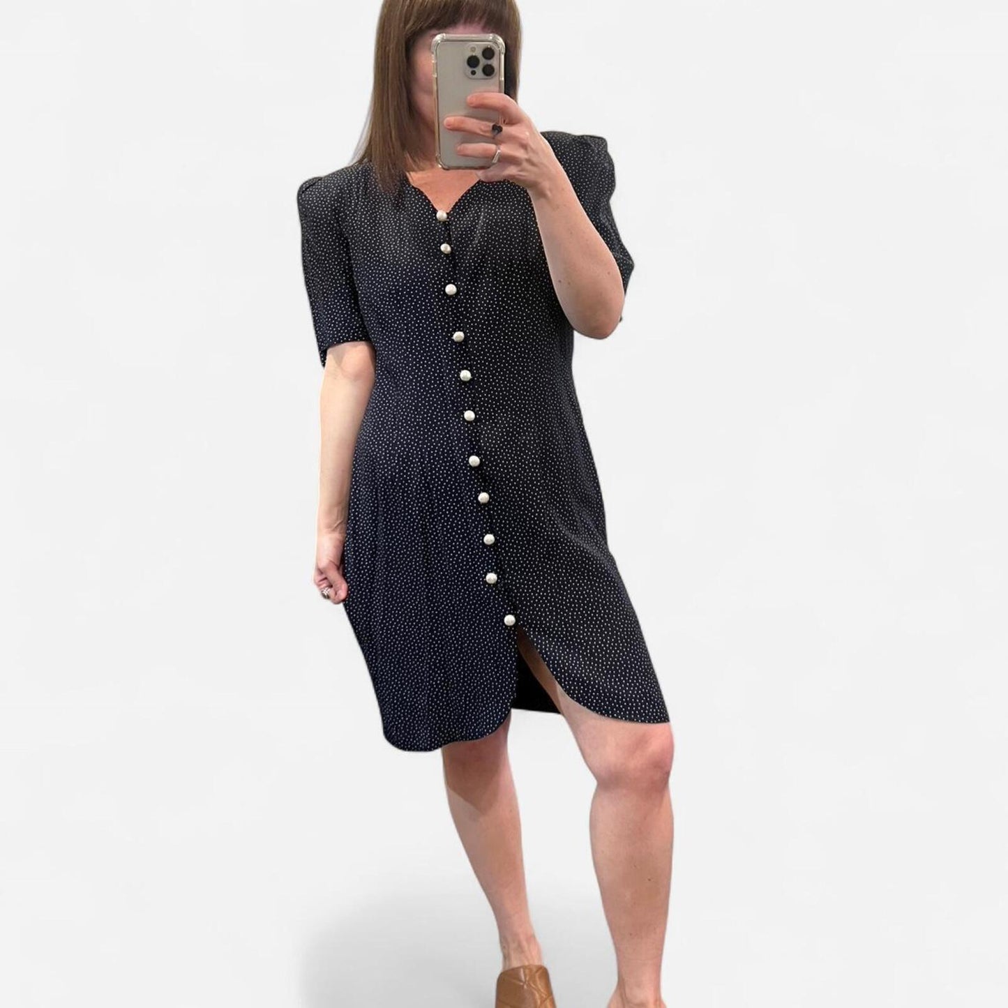 Vintage 90’s Polka Dot Button Front Dress