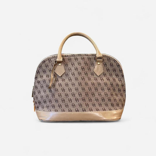 Vintage Dooney & Bourke Monogram Satchel Tan DB Logo Y2K