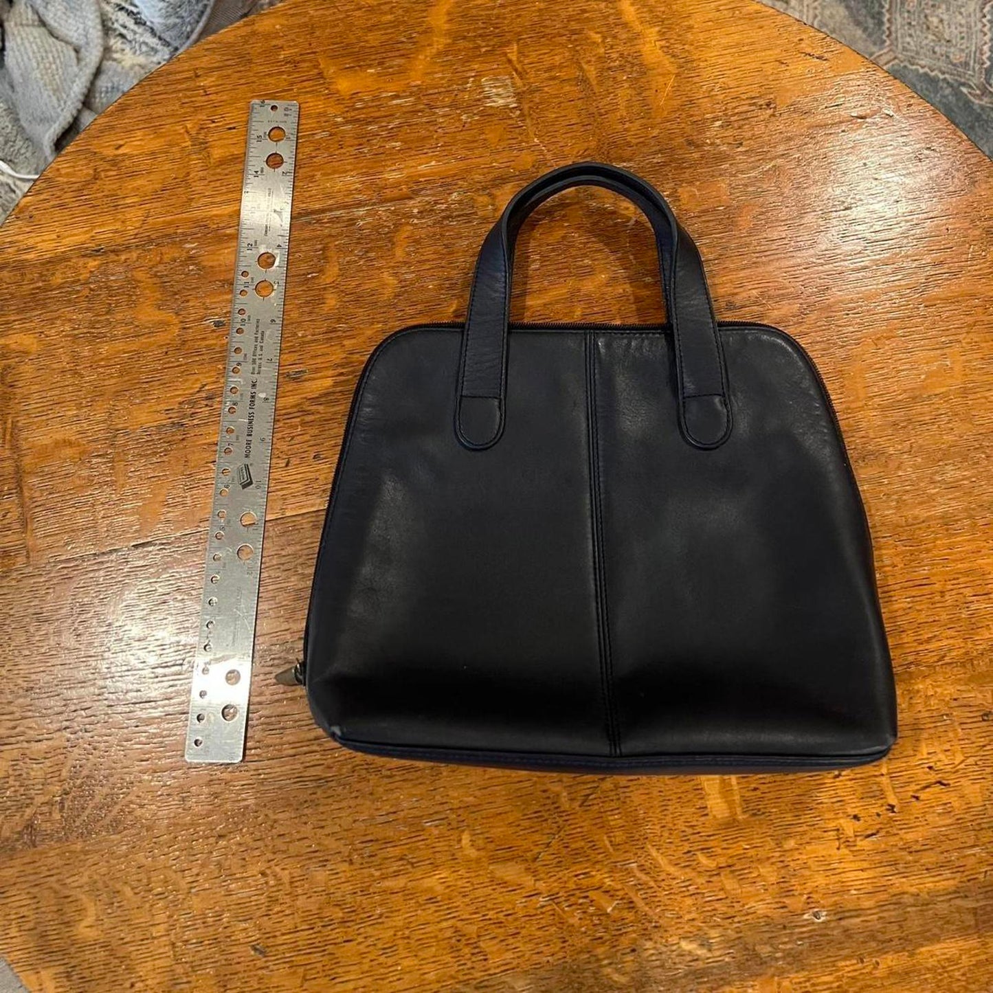 Vintage Dark Navy Leather Tote Bag