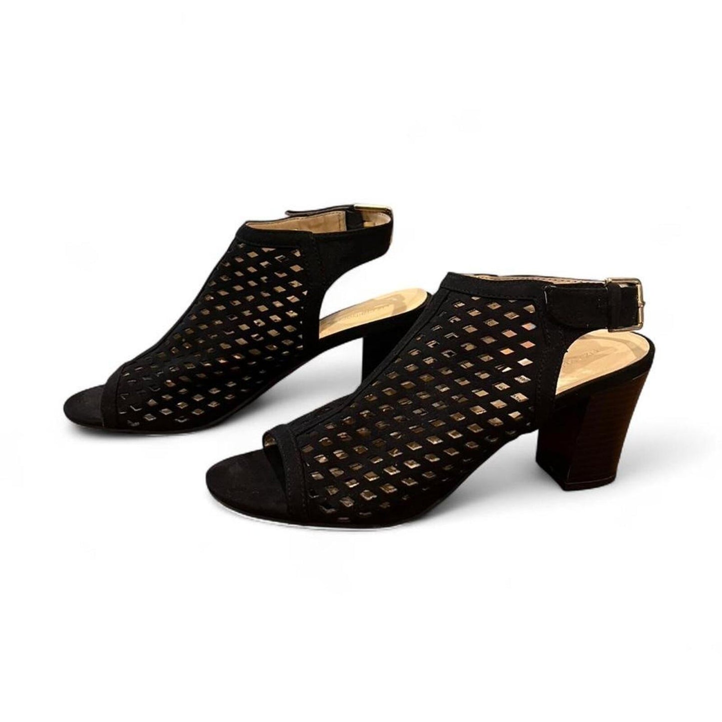 Black Cutout Block Heel Sandals (Size 7)