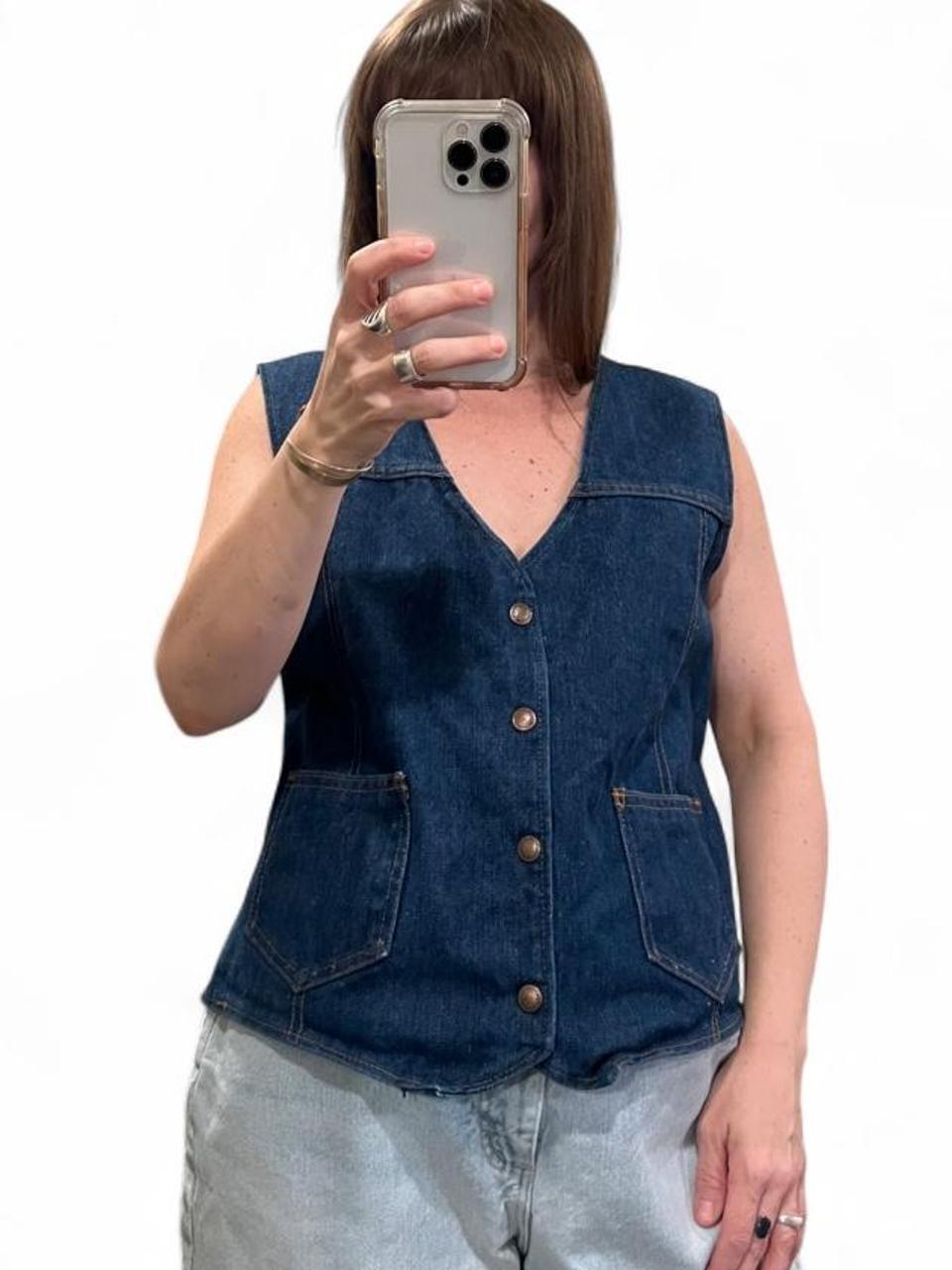 Vintage 90s Dark Wash Denim Vest Top