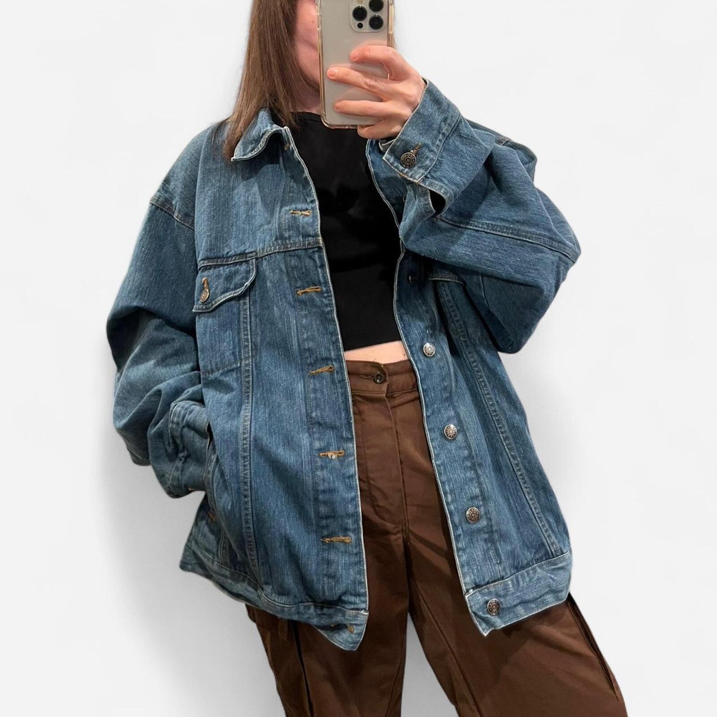 Vintage Y2K Oversized Denim Trucker Jacket XL Faded Wash