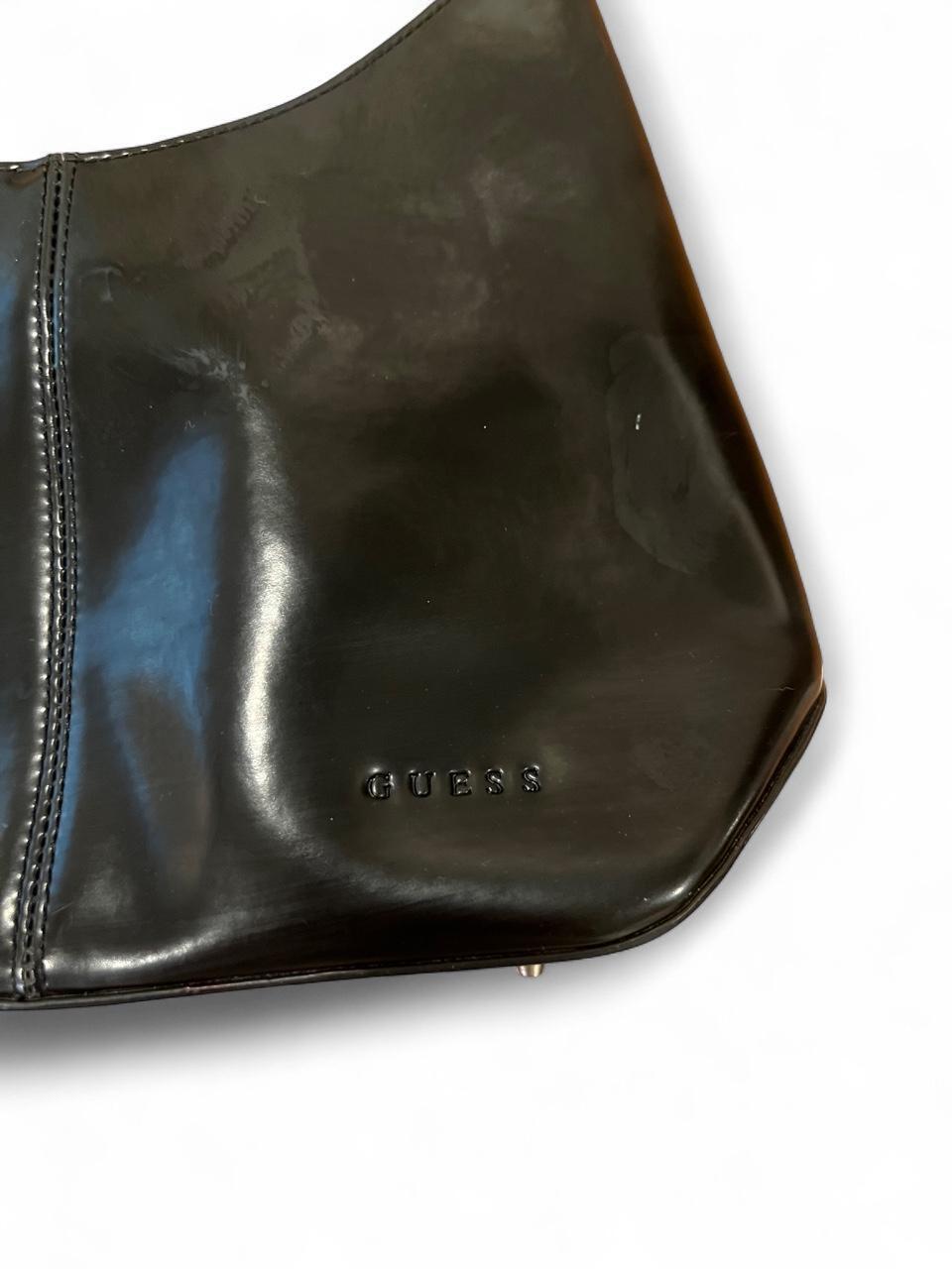 Vintage Guess Black Shoulder Bag | Y2K Minimalist Baguette Purse