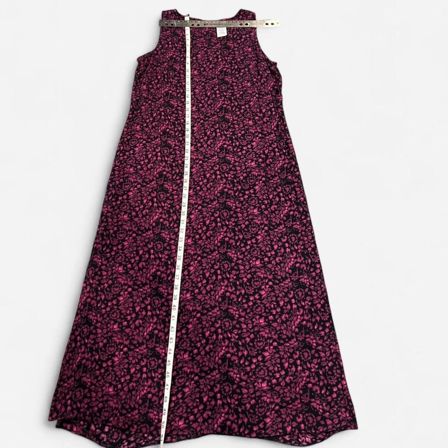 Vintage 90s Floral Maxi Dress Black Pink Slit Rayon