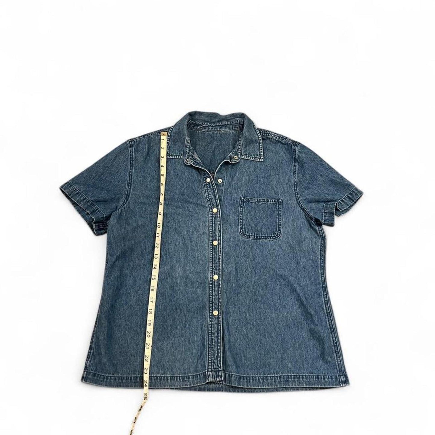 Y2K Denim Button Up Shirt Short Sleeve Oversized
