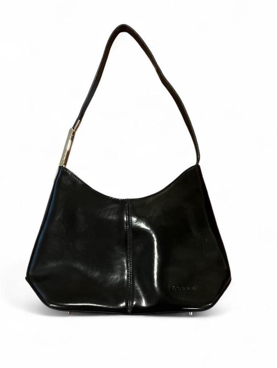 Vintage Guess Black Shoulder Bag | Y2K Minimalist Baguette Purse