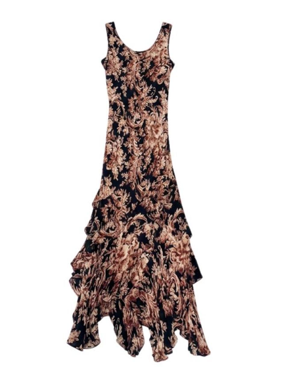 Vintage Romantic Goth Floral Beaded Maxi Dress