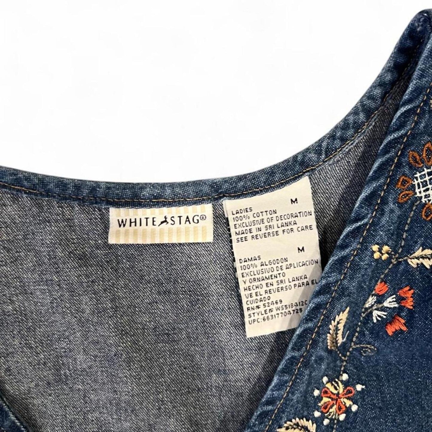 Vintage 90s Embroidered Denim Dress