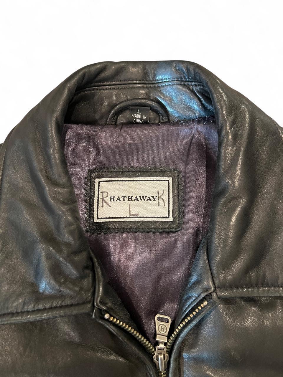 Vintage Black Leather Bomber Jacket Oversized Zip Front L