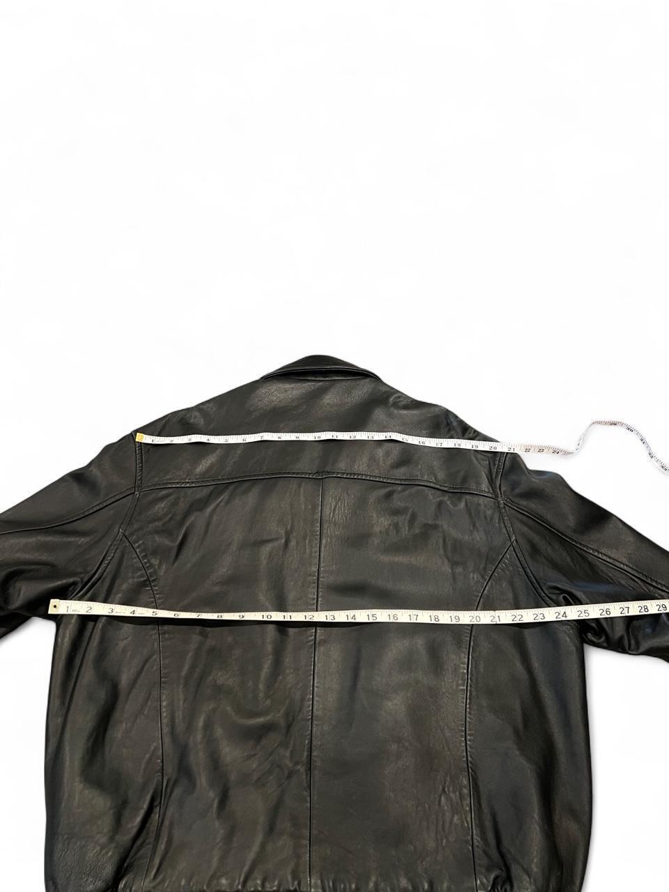 Vintage Black Leather Bomber Jacket Oversized Zip Front L