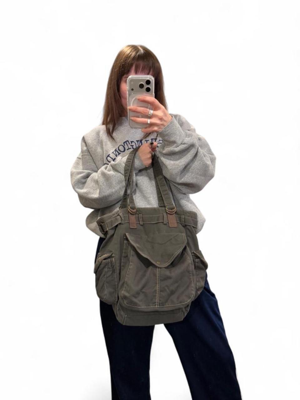 Y2K Olive Green Utility Cargo Tote Bag