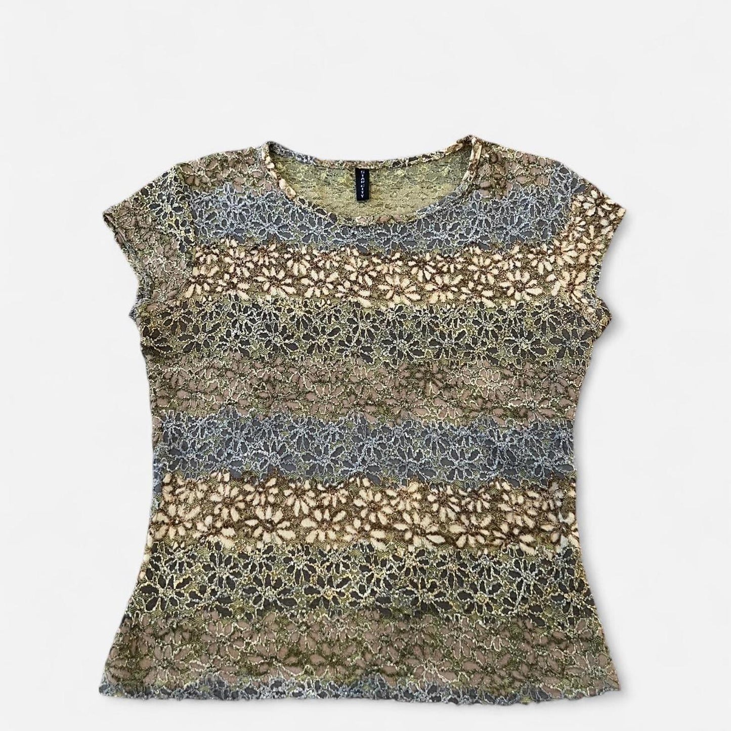 Y2K Sheer Lace Top Fairy Grunge Mesh Floral Stretch Tee