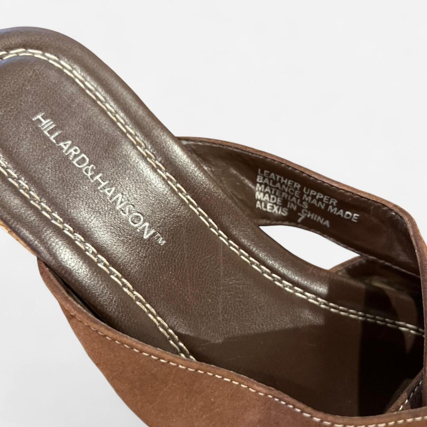 Y2K Brown Leather Cork Wedge Slides Platform Sandals
