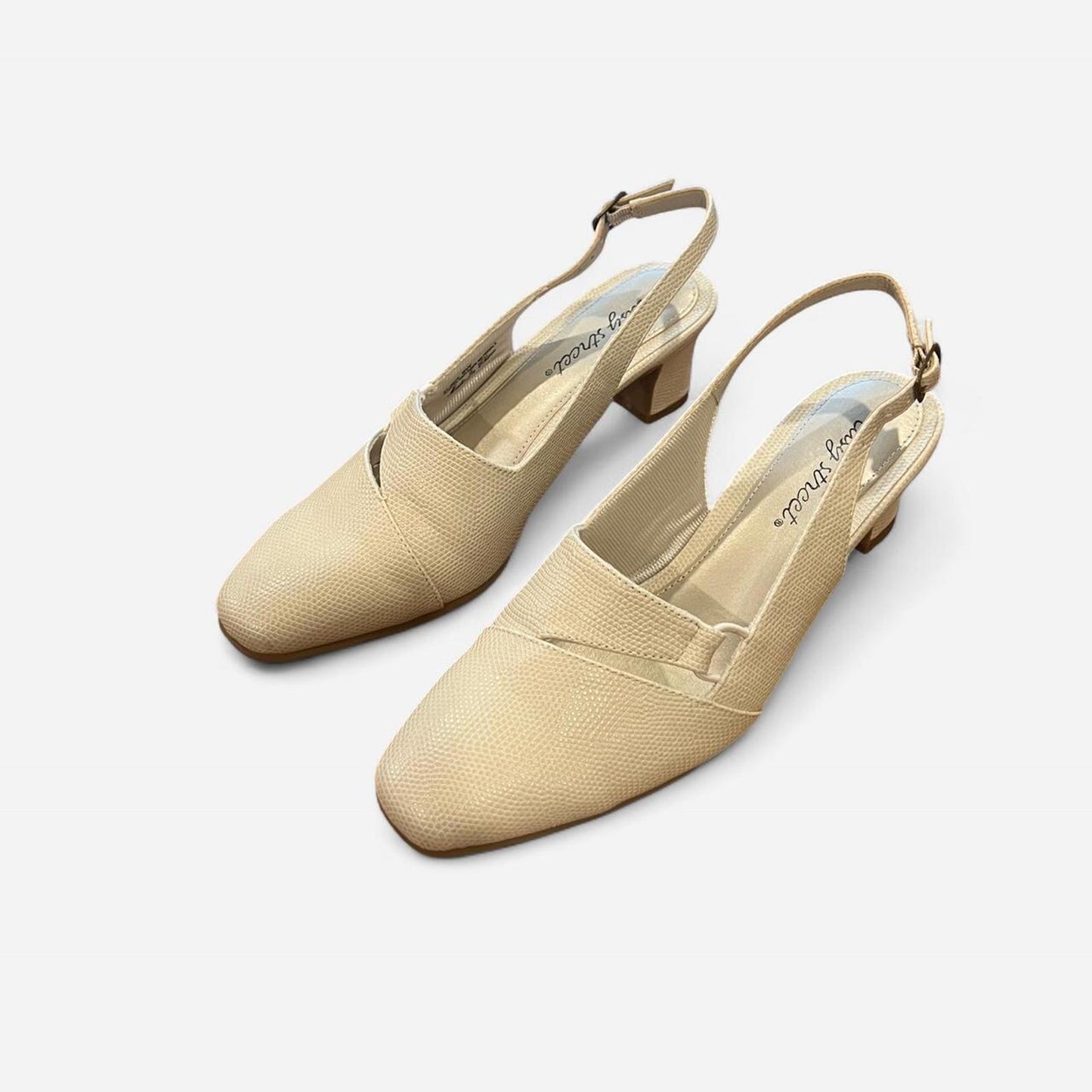Cream slingback kitten heels