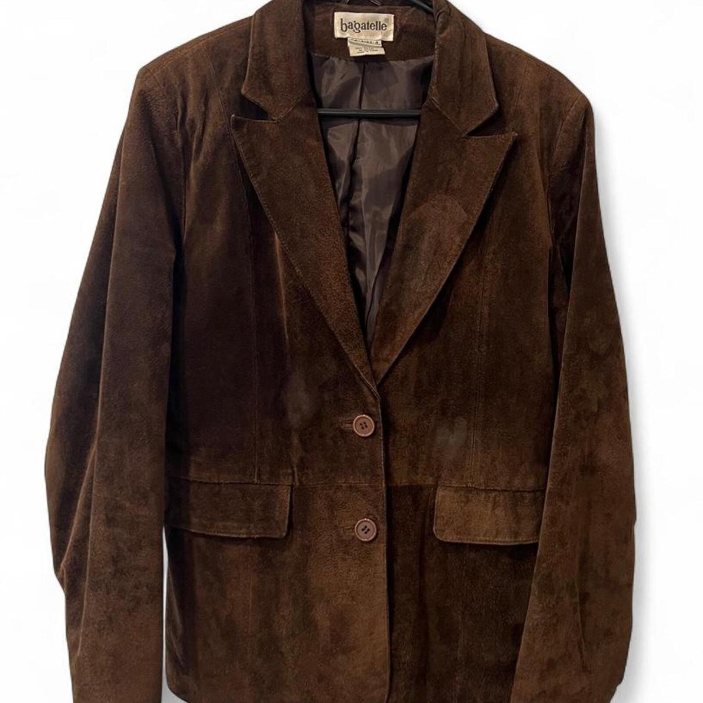 Vintage Brown Suede Leather Blazer Jacket 90s Minimalist Boho