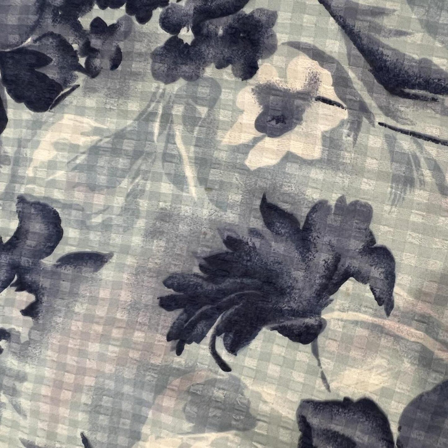Vintage Y2K Blue Floral Maxi Dress Sheer Overlay
