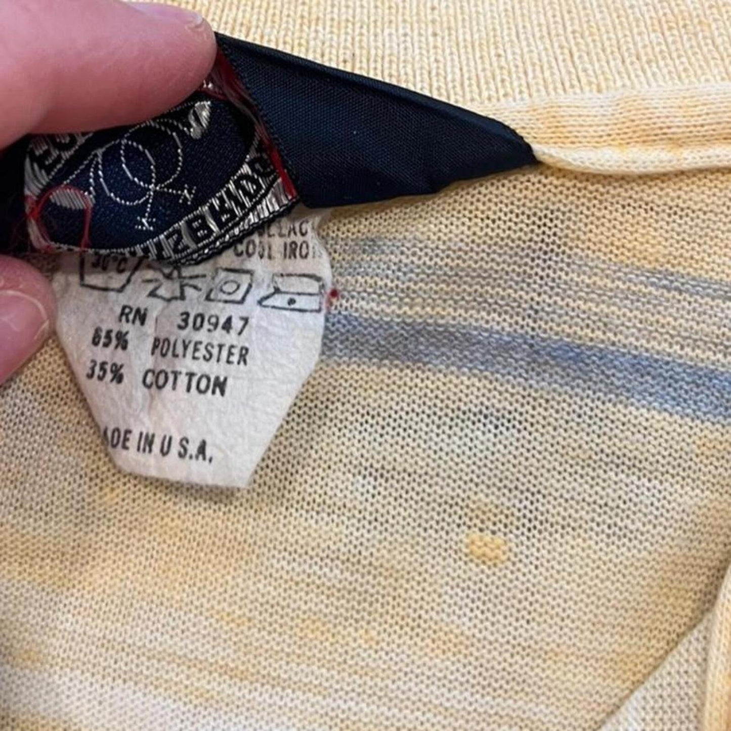 Vintage 90’s Striped Polo Shirt Yellow Blue Soft Cotton Medium